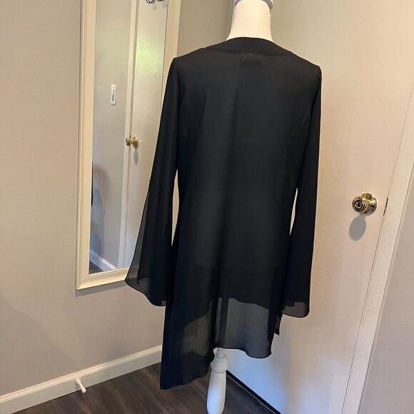 La Palapa Black Sheer Asymmetrical Tunic Swim Cover up, Size Medium - Picture 9 of 16